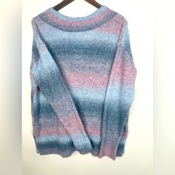 a.n.a‎ Women's Size L Long Sleeve V-Neck Color Block Chain Knit Sweater - Picture 13 of 15